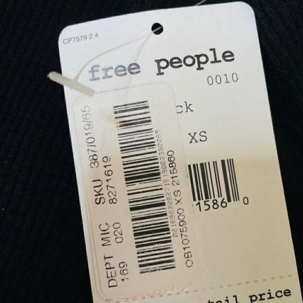 FREE PEOPLE Bondi Thermal Long Sleeve Back Tie Top, Size XS - NWT